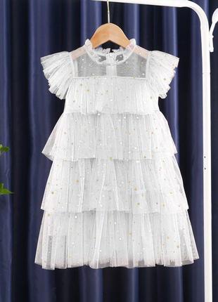 Платье белое звездочка 100-130 см