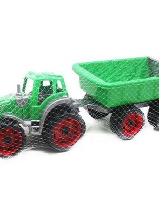 Трактор с прицепом, зеленый1 фото