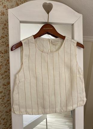 Льняна блуза cynthia rowley льон оригінал блузка топ майка кофта льняная лен s m l