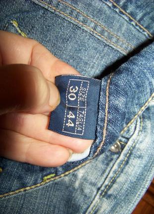 Синие классические прямые джинсы с потертостями 30 р pitstop2 фото