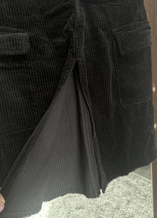 Вельветовая миди юбка, юбка с карманами и разрезом zara4 фото