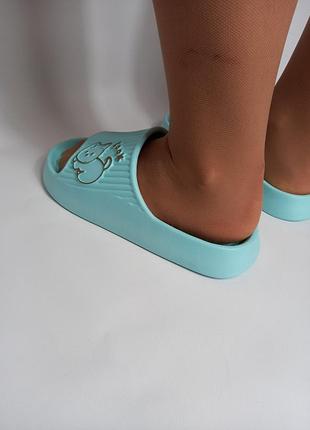 Шлепанцы женские голубого цвета легкие шлепанцы женские голубые женские сланцы шлепки...