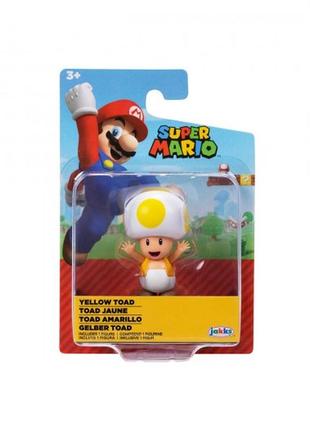 Ігрова фігурка з артикуляцією super mario - жовтий тоад 6 cm