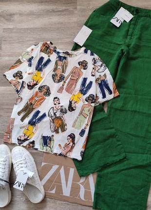 Оверсайз стильна футболка з дівчатами zara нова колекція розмір  m оригінал3 фото