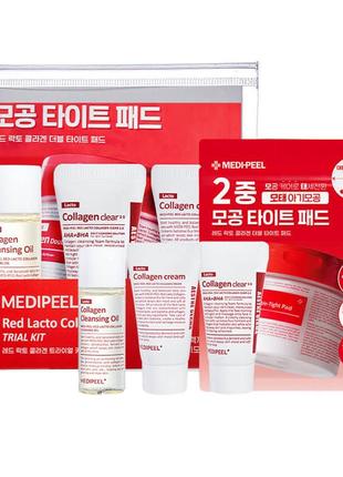 Набір для омолодження шкіри з колагеном та лактобактеріями medi-peel red lacto collagen trial kit