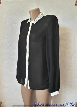 Фирменная atmosphere блуза в чёрном цвете с украшением под "жемчуг", размер с-ка4 фото