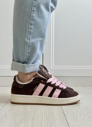 Кросівки жіночі adidas campus brown pink1 фото