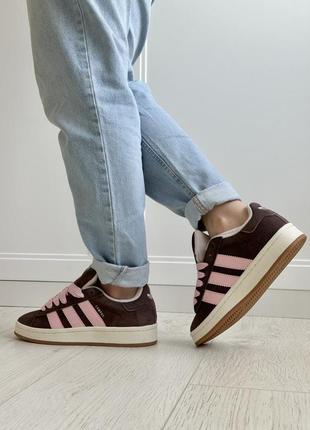 Кросівки жіночі adidas campus brown pink3 фото