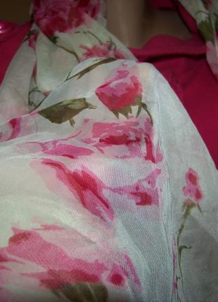 Шифоновий шарф-хустка світлий у троянди 45 на 160 см4 фото