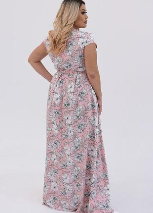 Длинное платье в цветочный принт из штапеля🌿3 фото