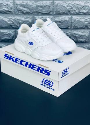 Підліткові кросівки skechers, спортивні білі кроси скечерс4 фото