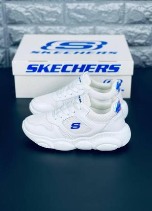 Підліткові кросівки skechers, спортивні білі кроси скечерс5 фото