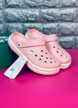 Crocs crocband шльопанці жіночі, рожеві шльопанці сланці крокси