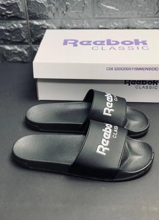 Шльопанці reebok чоловічі, пляжні чорні шльопанці сланці рибок4 фото