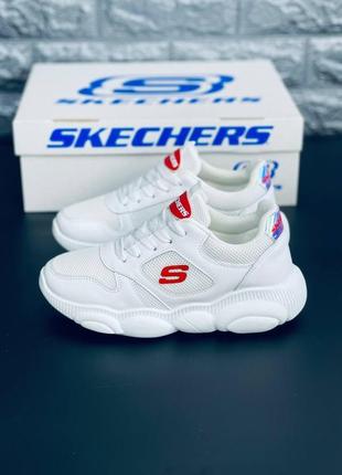 Кросівки skechers жіночі, білі літні кросівки скечерс4 фото