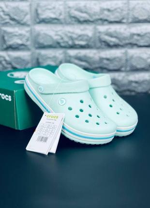 Crocs crocband шльопанці жіночі, м'ятні шльопанці сланці крокси