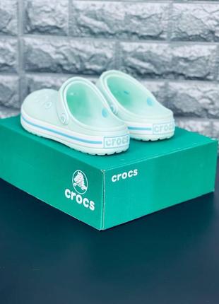 Crocs crocband шльопанці жіночі, м'ятні шльопанці сланці крокси8 фото