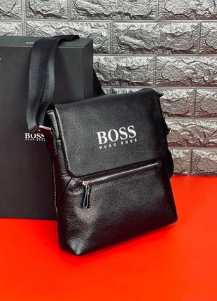 Сумка чоловіча hugo boss, барсетка слінг із натуральної шкіри