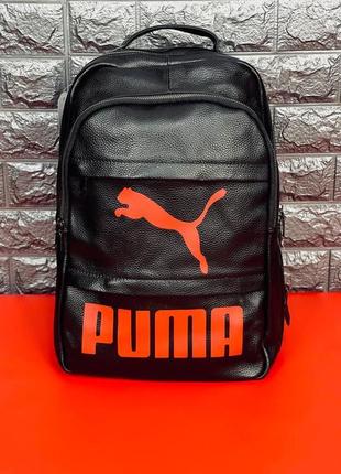 Чоловічий рюкзак puma, чорний портфель із натуральної шкіри пума