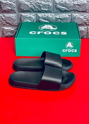 Чорні жіночі шльопанці crocs, пляжні шльопанці сланці капці6 фото