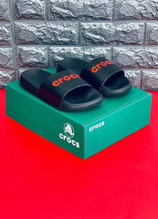 Шльопанці чорні чоловічі crocs, шльопанці сланці капці новинка!7 фото