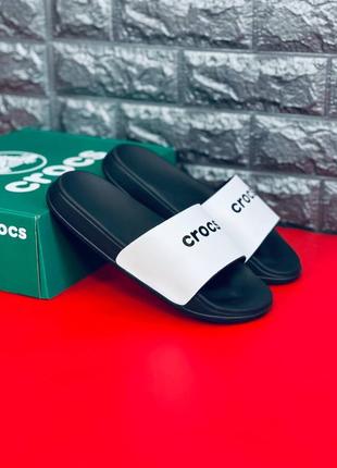 Чоловічі шльопанці crocs, чорно-білі шльопанці сланці капці3 фото