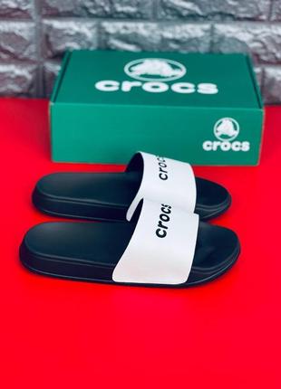 Чоловічі шльопанці crocs, чорно-білі шльопанці сланці капці6 фото