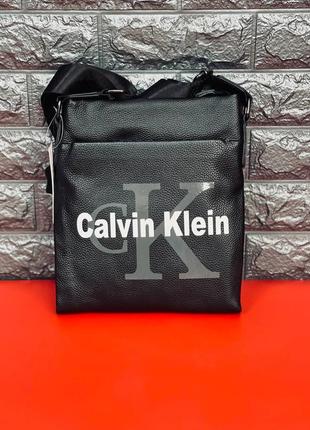 Сумка з натуральної шкіри calvin klein, месенджер келвін кляйн