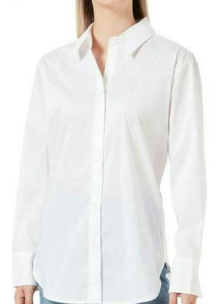 United colors of benetton стильная базовая повседневная casual белая рубашка оверсайз oversize оригинал, р.м1 фото