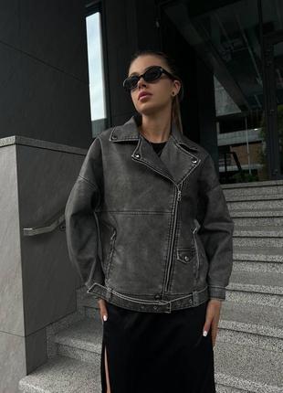 Женская куртка косуха, байкерская куртка с искусственной кожи, демисезонная женская куртка
