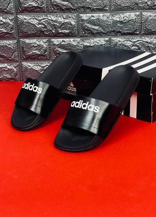 Adidas шлепанцы мужские, черные шлепки сланцы тапочки адидас3 фото