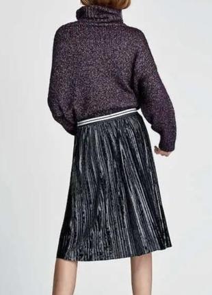 Плиссированная юбка, юбка из мятого бархата меди с эластичной талией2 фото