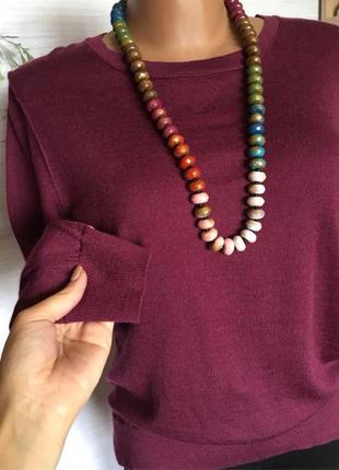 Класний светр із мериносової 100% вовни бордового кольору2 фото