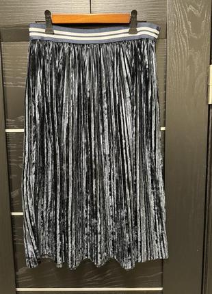 Плиссированная юбка, юбка из мятого бархата меди с эластичной талией9 фото