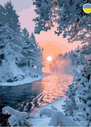 Картина по номерам "зимняя река" 40x50 см