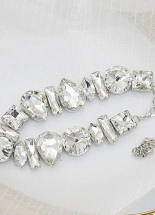 Чокер кольє кристали. чокер кольє велике каміння прикраса на шию