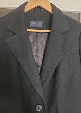 Шикарне пальто marks & spencer з шерстью,чорне ,l5 фото