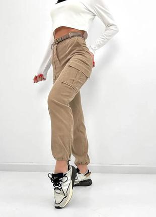 Женские вельветовые брюки карго5 фото