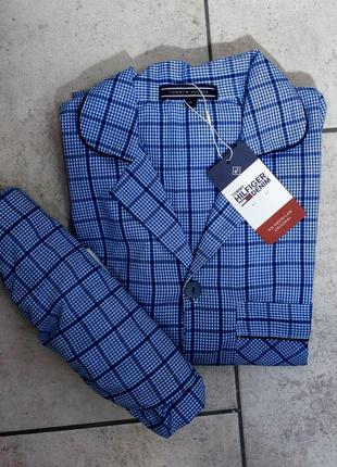 Чоловіча брендова піжама для сну та дому tommy hilfiger в синьому кольорі  в улітинку