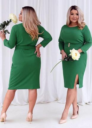 Сукня міді з розрізом трикотажна 1515 зелений