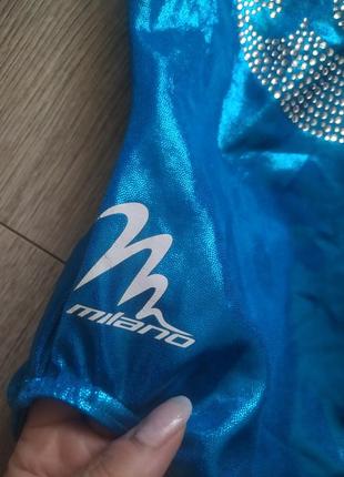 Milano,оригинал! гимнастический темно голубой спортивный купальник с мерцающим эффектом, 140-152 см3 фото
