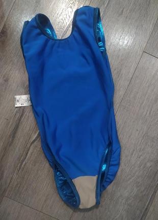 Milano,оригинал! гимнастический темно голубой спортивный купальник с мерцающим эффектом, 140-152 см5 фото