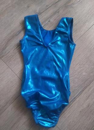Milano,оригинал! гимнастический темно голубой спортивный купальник с мерцающим эффектом, 140-152 см4 фото