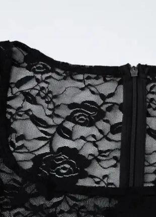 Комбінезон мереживний, прозорий, дотик вечірній