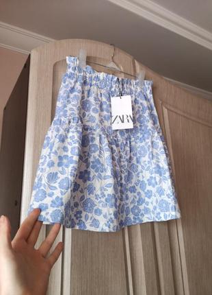 Легкая хлопковая юбка zara на девочку 10-12 лет
