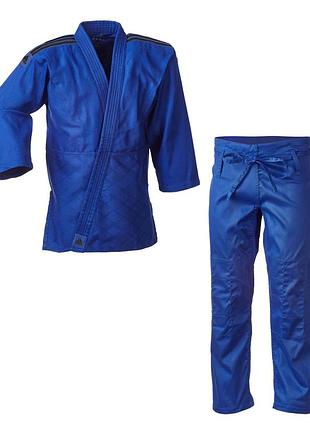 Кимоно для дзюдо серии club|синий/чёрные полосы | adidas j350b