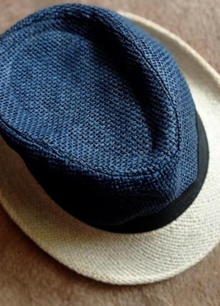 Шляпа синяя с бежевым ,крутая.2 фото