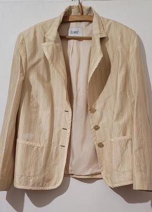 Пиджак женский шелковый бежевый легкий delmod размер l1 фото