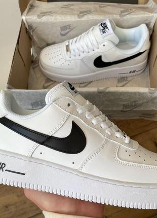 Чоловічі кросівки найк аір форс 1 біло-чорні / nike air force 1 white black