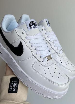 Мужские кроссовки найк аир форс 1 бело-чёрные / nike air force 1 white black5 фото